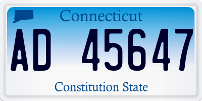 CT license plate AD45647