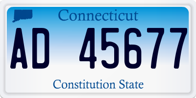 CT license plate AD45677