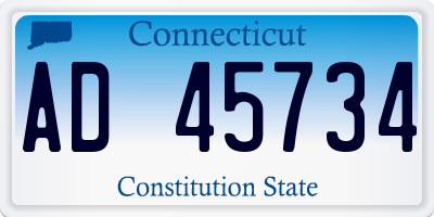 CT license plate AD45734