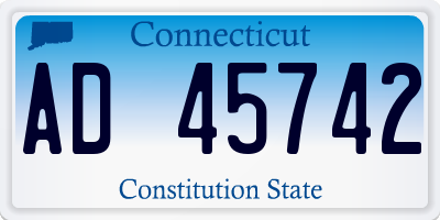 CT license plate AD45742