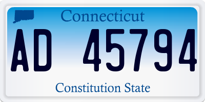 CT license plate AD45794