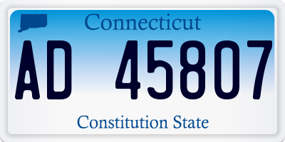 CT license plate AD45807