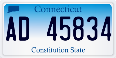 CT license plate AD45834