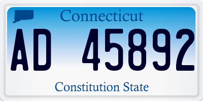 CT license plate AD45892