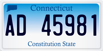 CT license plate AD45981