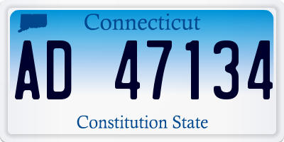 CT license plate AD47134