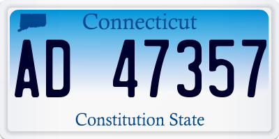 CT license plate AD47357