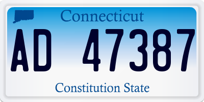 CT license plate AD47387