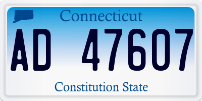 CT license plate AD47607