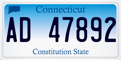 CT license plate AD47892
