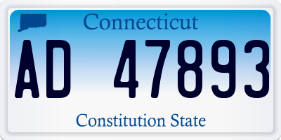 CT license plate AD47893