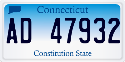 CT license plate AD47932