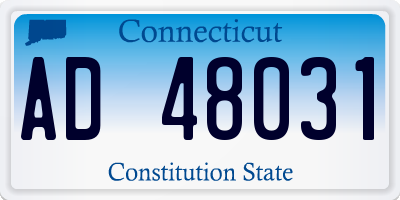 CT license plate AD48031