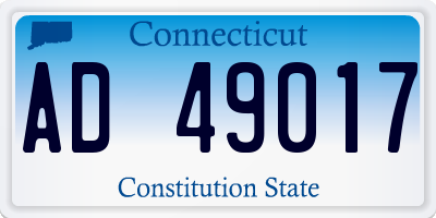 CT license plate AD49017