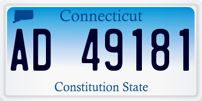 CT license plate AD49181