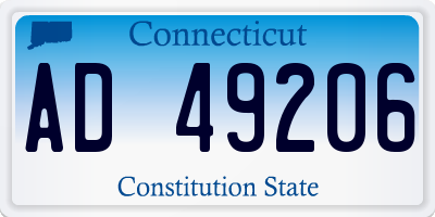 CT license plate AD49206