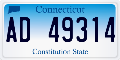 CT license plate AD49314
