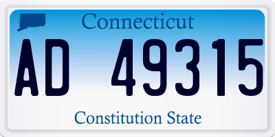 CT license plate AD49315