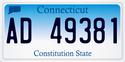 CT license plate AD49381