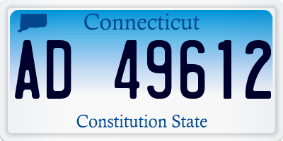 CT license plate AD49612