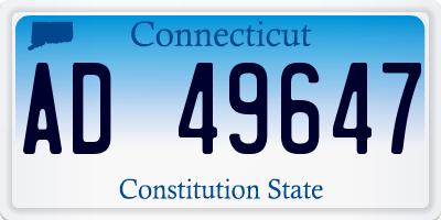 CT license plate AD49647