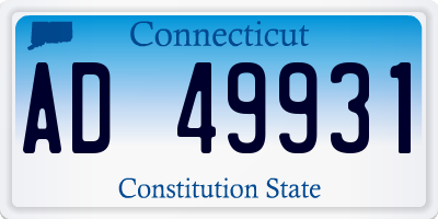CT license plate AD49931