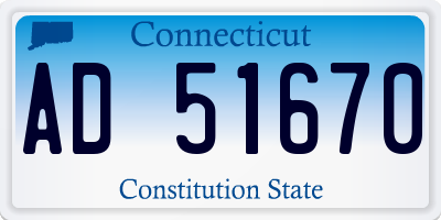 CT license plate AD51670