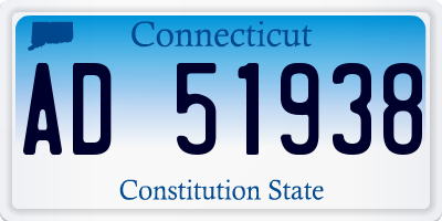 CT license plate AD51938