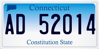 CT license plate AD52014