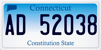 CT license plate AD52038