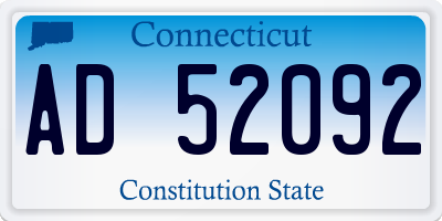 CT license plate AD52092