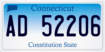 CT license plate AD52206