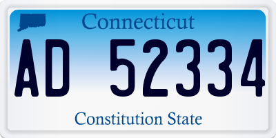 CT license plate AD52334