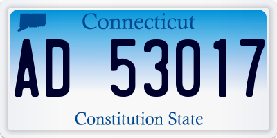 CT license plate AD53017