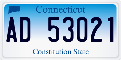 CT license plate AD53021