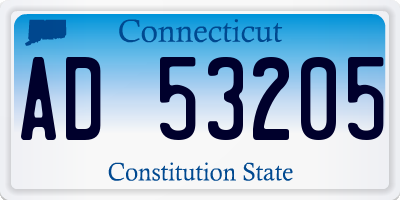 CT license plate AD53205
