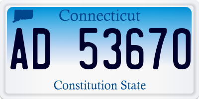 CT license plate AD53670