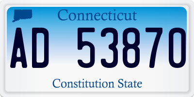 CT license plate AD53870