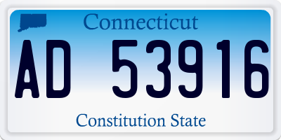 CT license plate AD53916