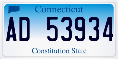 CT license plate AD53934