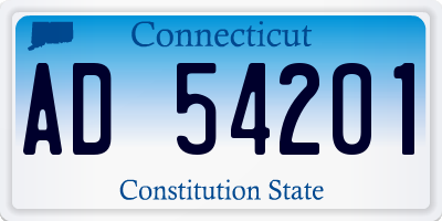 CT license plate AD54201