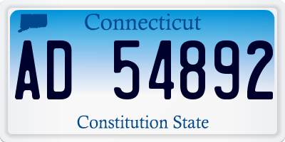 CT license plate AD54892