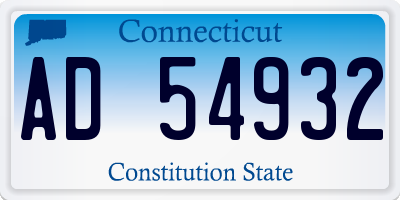 CT license plate AD54932