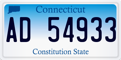 CT license plate AD54933
