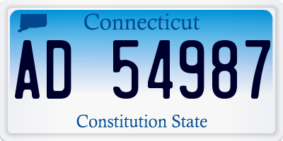 CT license plate AD54987