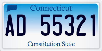 CT license plate AD55321