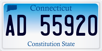 CT license plate AD55920