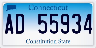 CT license plate AD55934