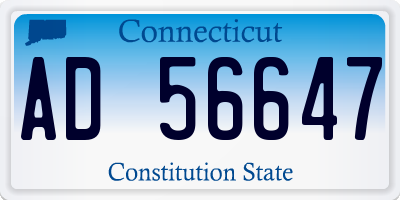 CT license plate AD56647