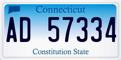 CT license plate AD57334
